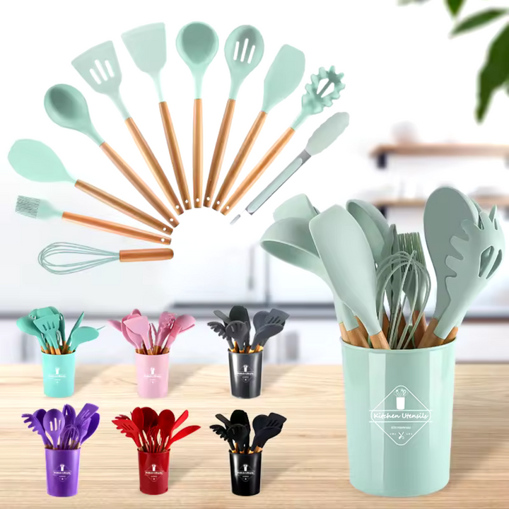 Premium Silicone Kitchen Utensils Set (12 Pieces)