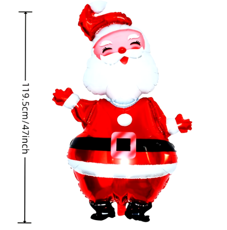 Large Santa Claus Aluminum Foil Balloon, Decorative Christmas Party Supplies, 119cm, 1Pc