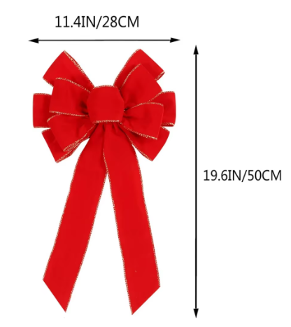 Grand Festive Velvet Christmas Bows with Gold Trim - Premium Outdoor &amp; Indoor Decoration